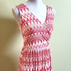 Modcloth Gilli Red White Chevron Maxi Dress S
